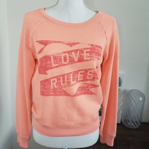 🆑️3/$15 PINK Victoria's Secret Love Pink Logo Sweater Top SZ Small